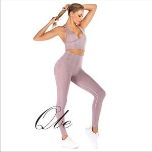 Qbe 2 Set Women Yoga Seamless Crop Bra Yoga Pant leggings.